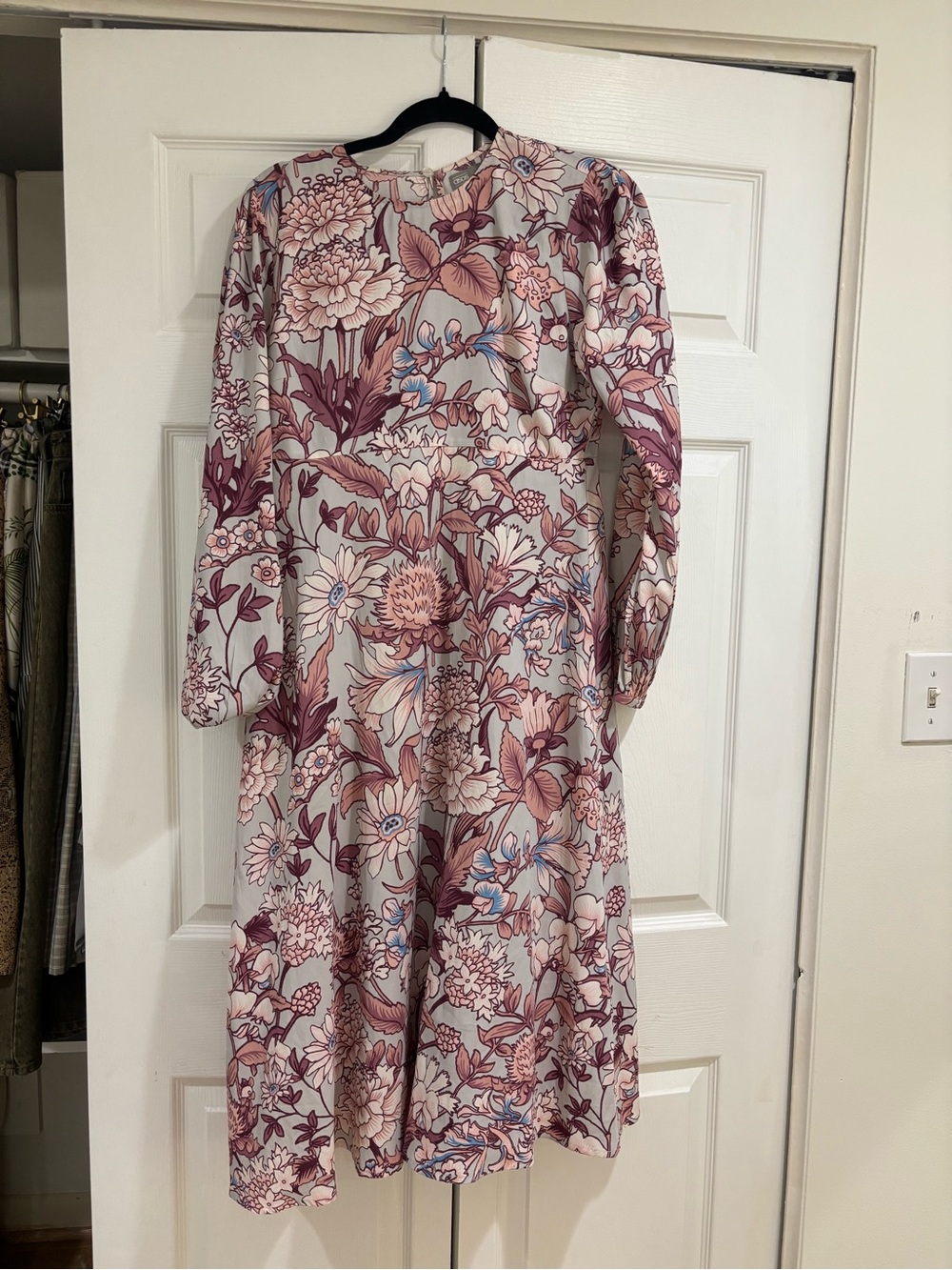 ASOS Pink Multi Floral Long-Sleeve Midi Dress